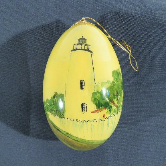 Set of Four (4) Hand Painted NC Lighthouse Ornaments Egg Shells Christmas - Picture 6 of 10